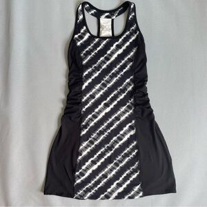Lola Athletic Stretch BodyCon Ruched Black Activewear Athletic Mini Dress Size S